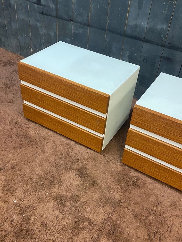 Coppia di testiere in legno laccato e palissandro 1960 circa