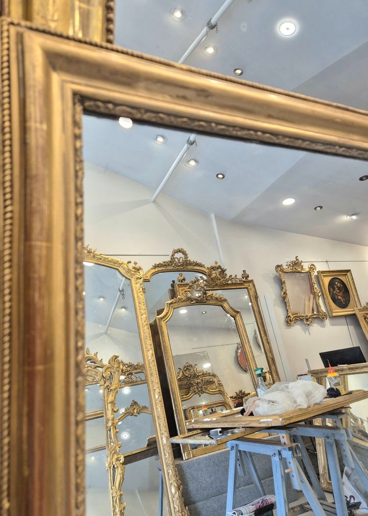 Specchio rettangolare Louis Philippe, foglia d'oro