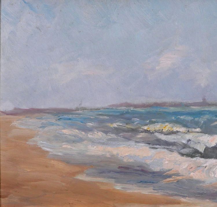 Ernest Chérot 1814-1883 Paysage de mer (Bretagne ?) Tableau impressionnisme plage