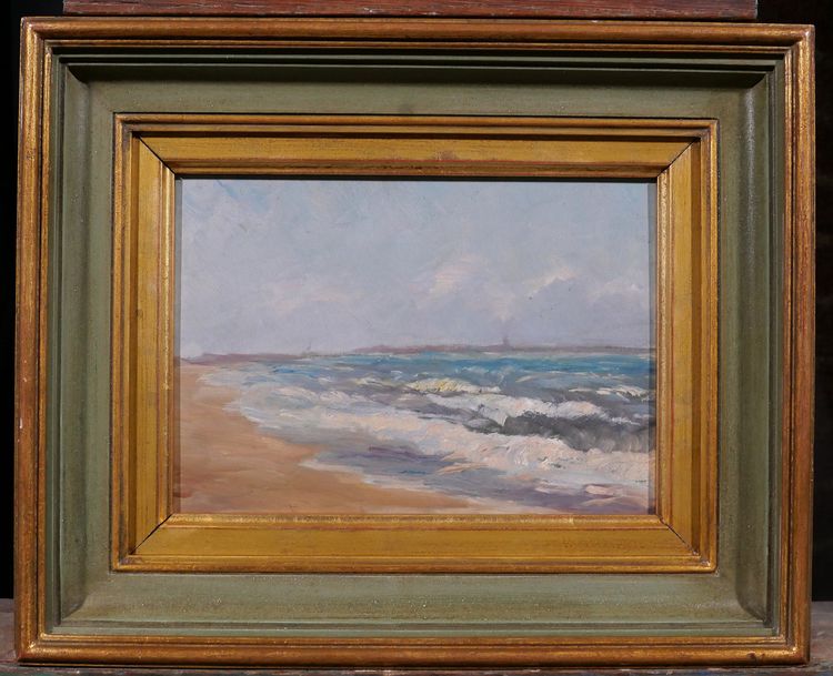 Ernest Chérot 1814-1883 Paysage de mer (Bretagne ?) Tableau impressionnisme plage