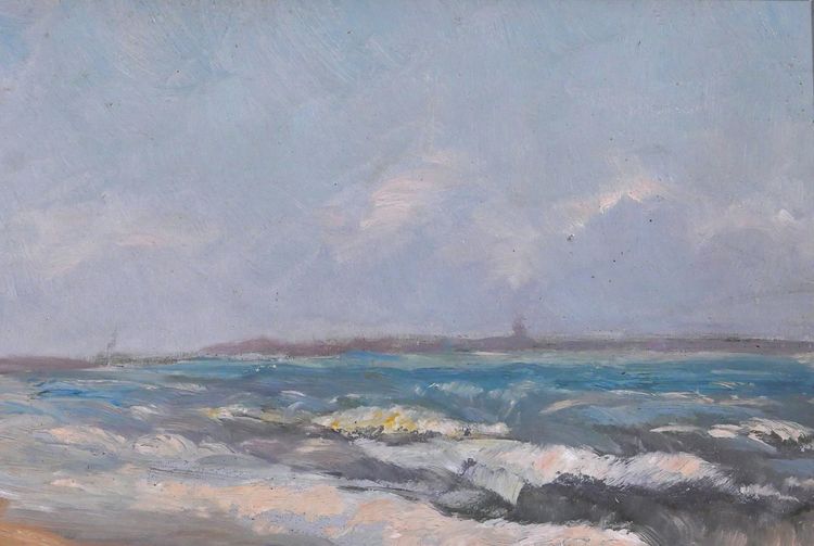 Ernest Chérot 1814-1883 Paysage de mer (Bretagne ?) Tableau impressionnisme plage