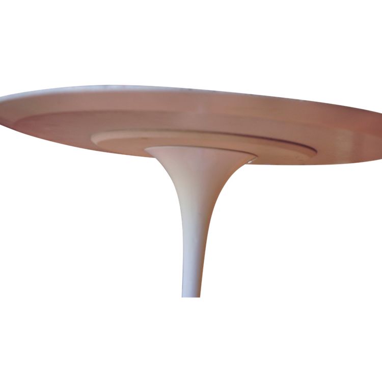 Knoll International table circa 1960 melamine wood top white lacquered cast-iron base