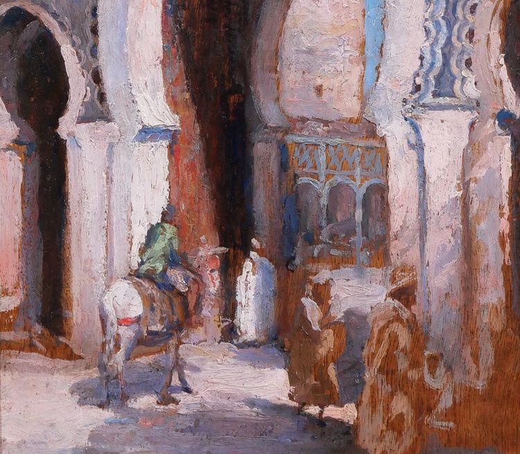Henri Pontoy (attributed to) 1888-1968 Morocco, Fez, landscape Orientalist painting