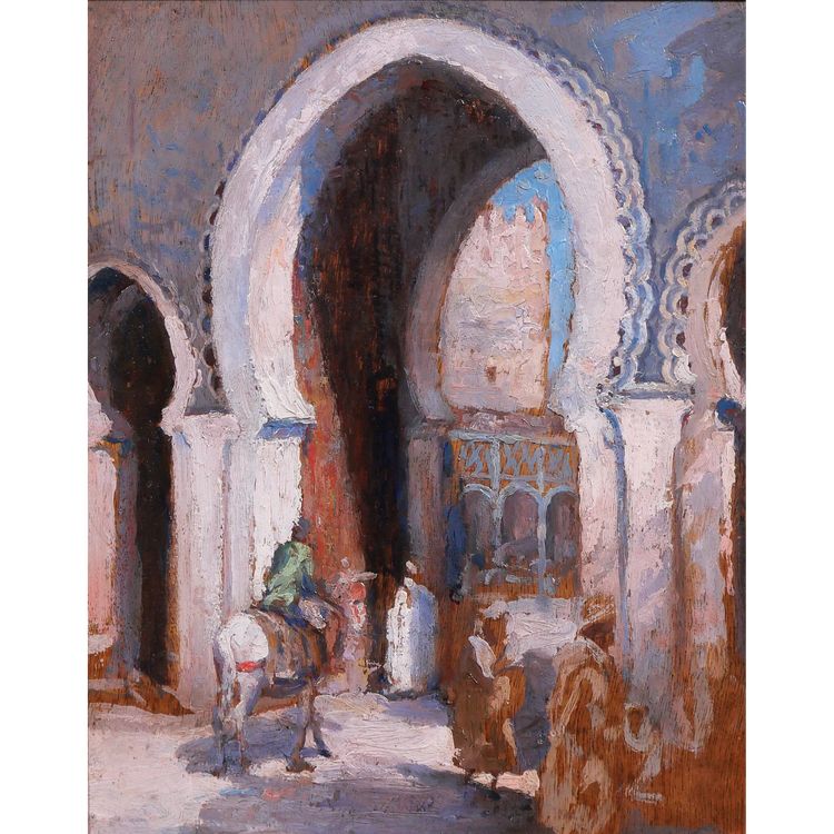 Henri Pontoy (attributed to) 1888-1968 Morocco, Fez, landscape Orientalist painting