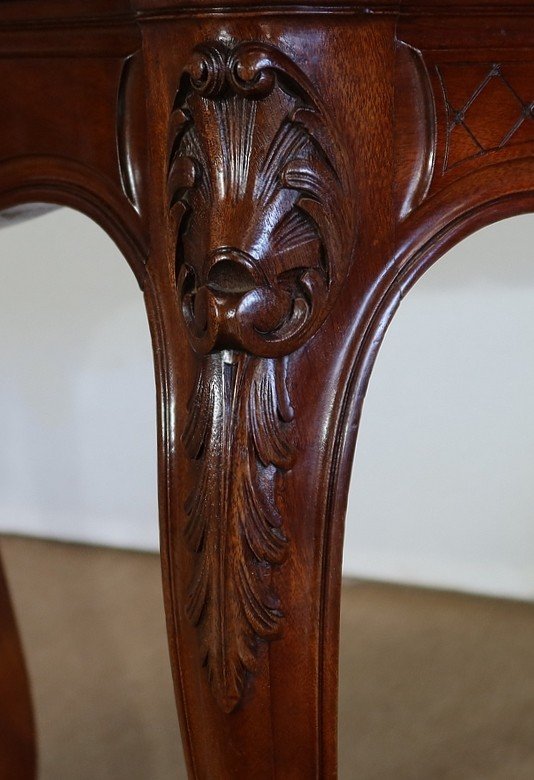  Table de milieu en Acajou massif, style Louis XV – 2ème partie XIXe 