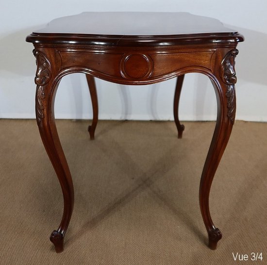  Table de milieu en Acajou massif, style Louis XV – 2ème partie XIXe 