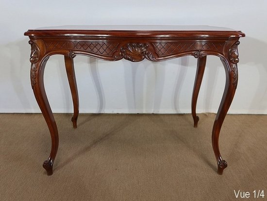  Table de milieu en Acajou massif, style Louis XV – 2ème partie XIXe 