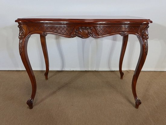  Table de milieu en Acajou massif, style Louis XV – 2ème partie XIXe 