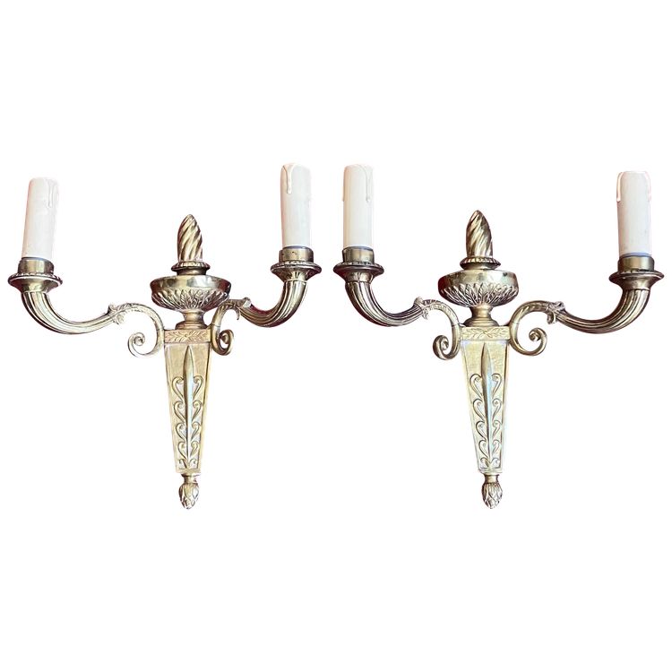 Pair of gilt bronze Empire-style wall sconces from the early 20th century