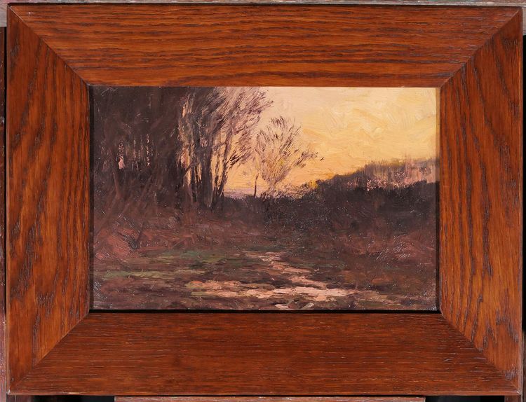 Joseph-Charles François 1851-1940 Landscape with trees, twilight, painting, Belgium Barbizon