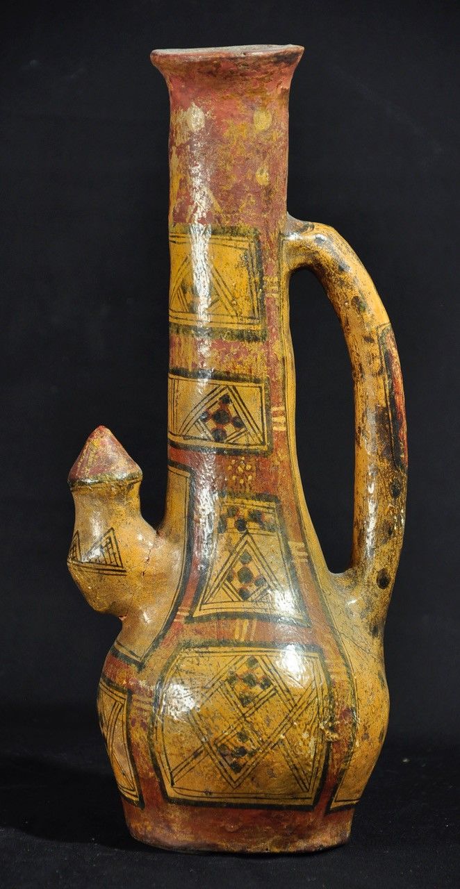 Kabyle pottery titled Late 19th-century vase with polychrome geometric decoration