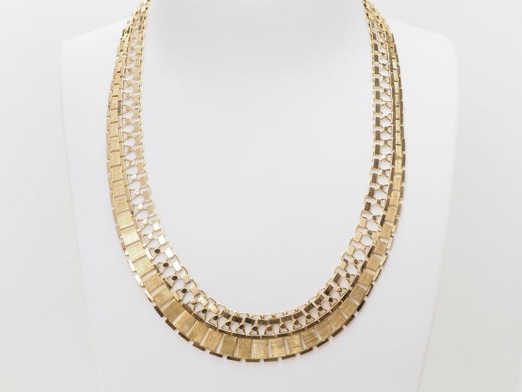 Collier ancien maille plate en or jaune 