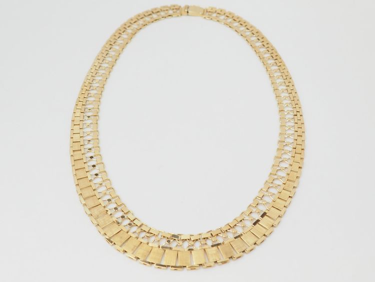 Collier ancien maille plate en or jaune 