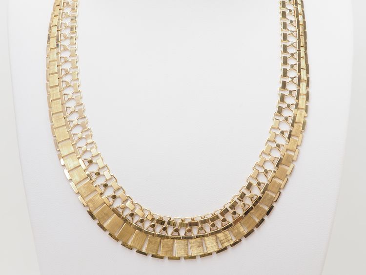 Collier ancien maille plate en or jaune 