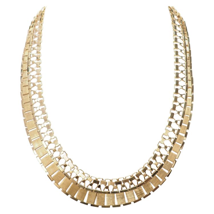 Collier ancien maille plate en or jaune 