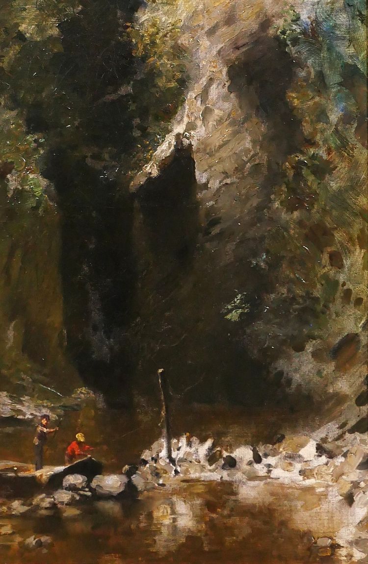 François SCHOMMER 1850-1935 Flusslandschaft mit Fischern, Gemälde, Barbizon, um 1900-10