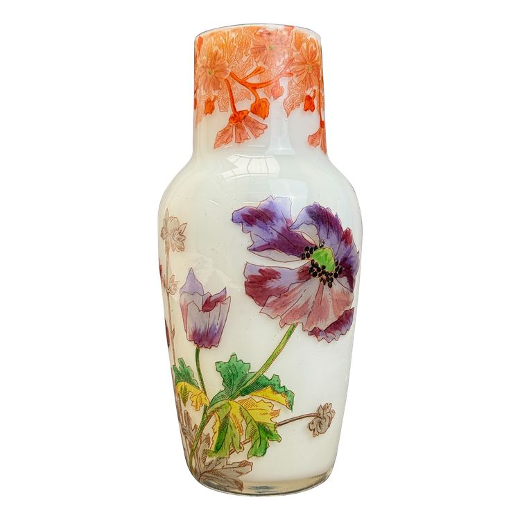 Legras Vase mit Anemonen-Dekor