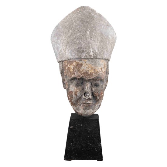 Sculpted Portrait of a Bishop, 15th Century