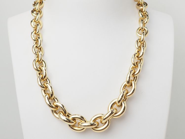 Collier maille forçat ronde en chute en or jaune 