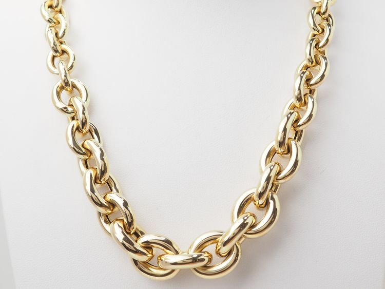 Collier maille forçat ronde en chute en or jaune 