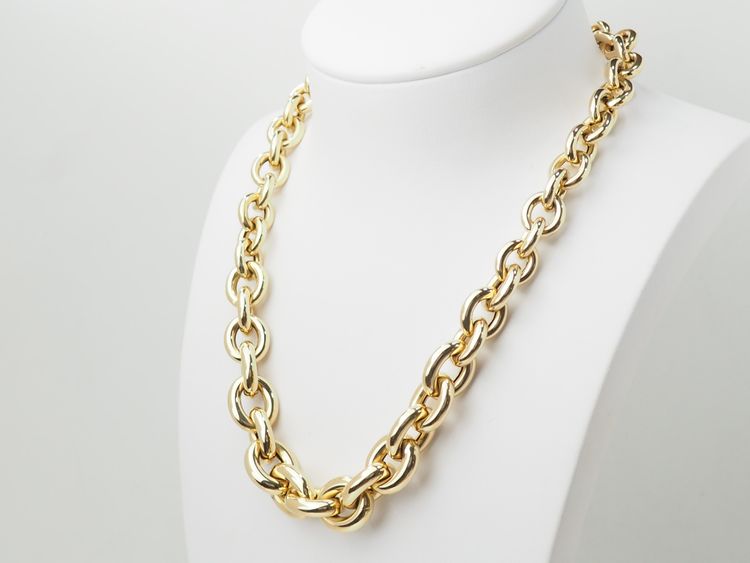 Collier maille forçat ronde en chute en or jaune 