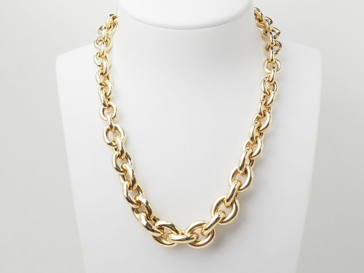 Collier maille forçat ronde en chute en or jaune 