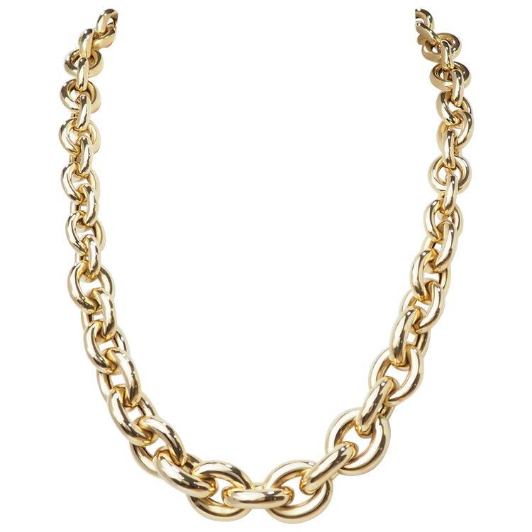 Collier maille forçat ronde en chute en or jaune 