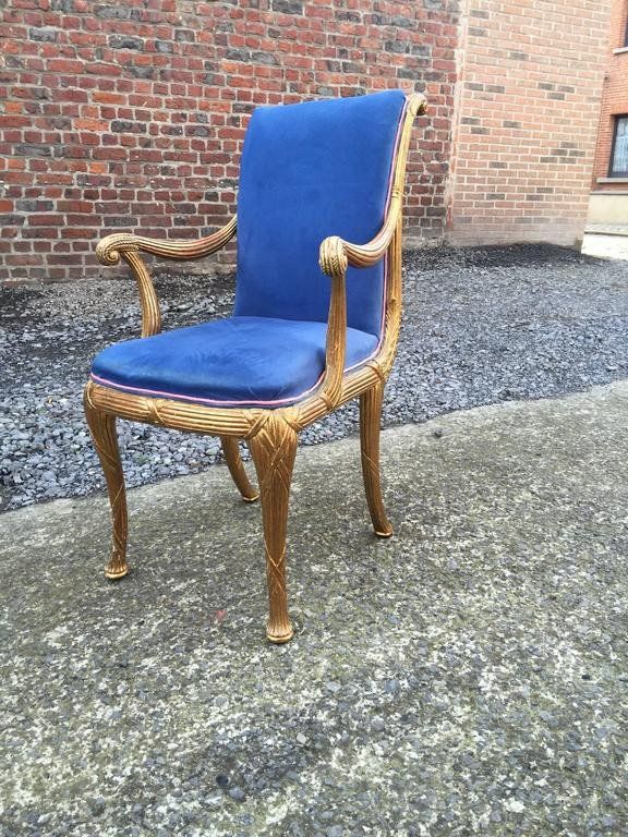 Fauteuil Néo-classique Circa 1950 ; Bois Doré Et Velours
