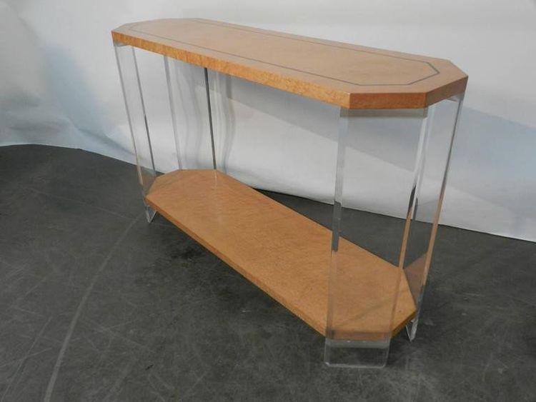1970s Console Table in Birch Veneer and Perpex