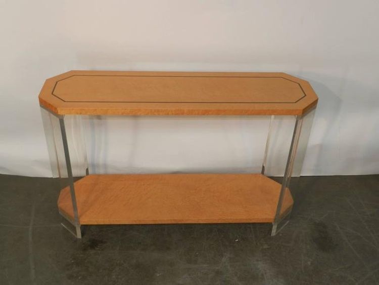 1970s Console Table in Birch Veneer and Perpex