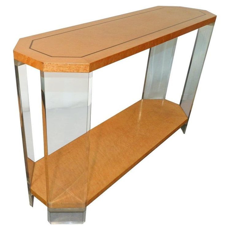 1970s Console Table in Birch Veneer and Perpex