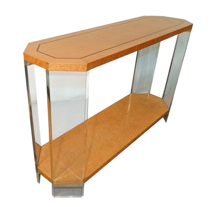 1970s Console Table in Birch Veneer and Perpex