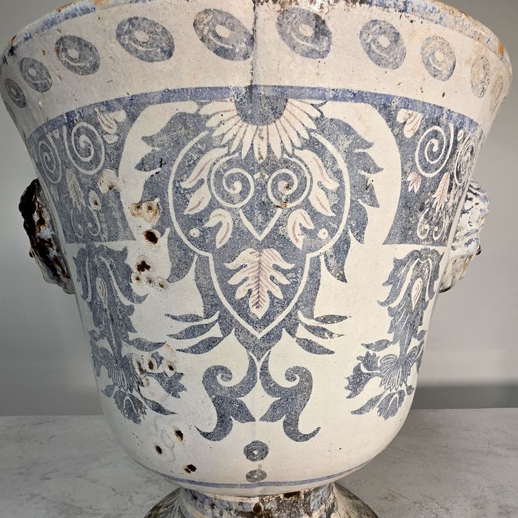19th century enamelled cast iron vase