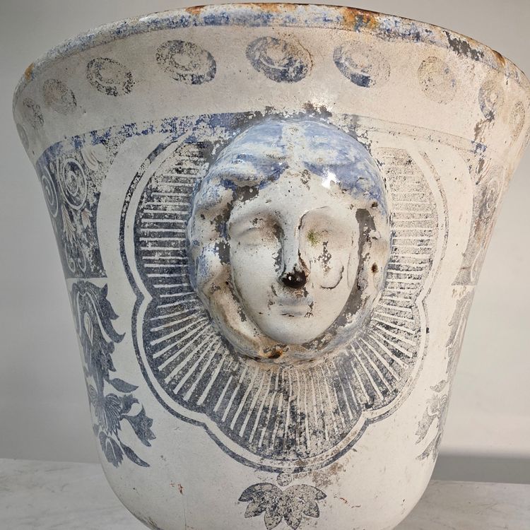 19th century enamelled cast iron vase