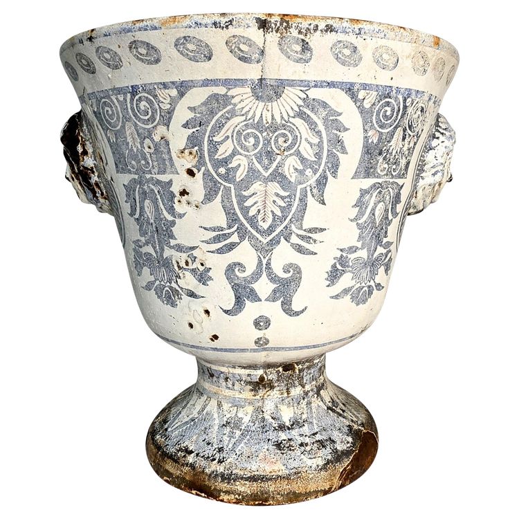 19th century enamelled cast iron vase