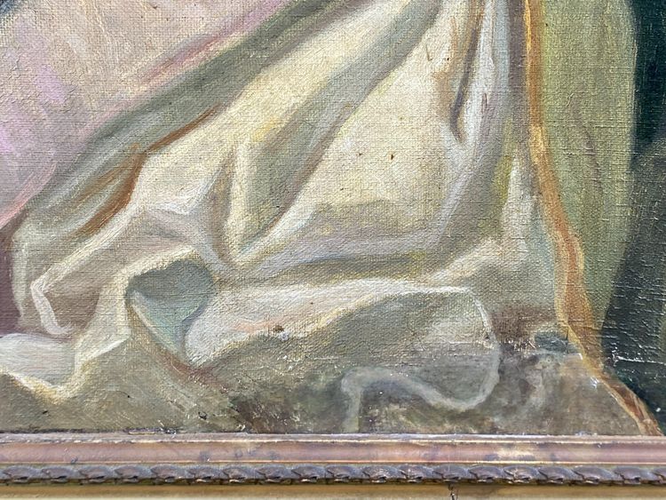 Tableau, portrait de femme ,armorié