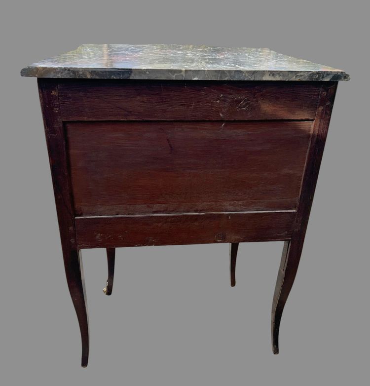 COMMODE DEL XVIII SECOLO DI STILE LOUIS XV IN MARQUETRY DI FIORI CON TOPI IN MARMO