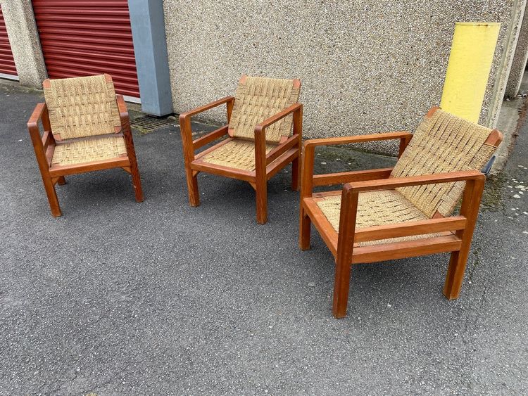 3 Vintage Armchairs In The Audoux And Minet Style Circa 1950/1960