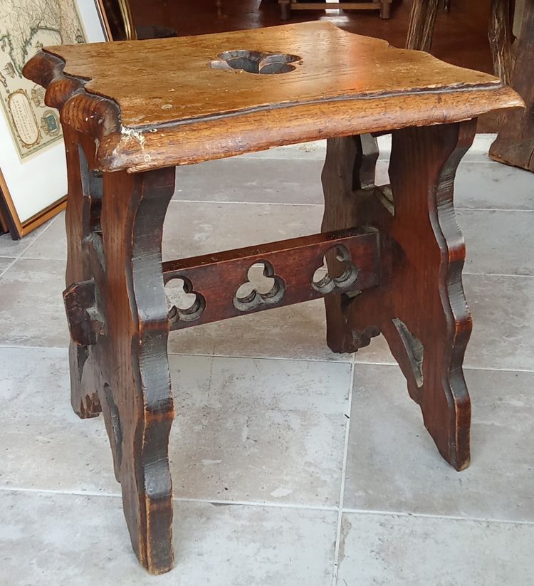 Pair of antique carved wood stools