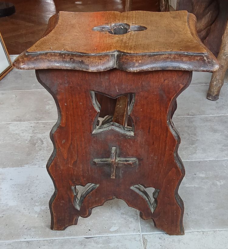 Pair of antique carved wood stools