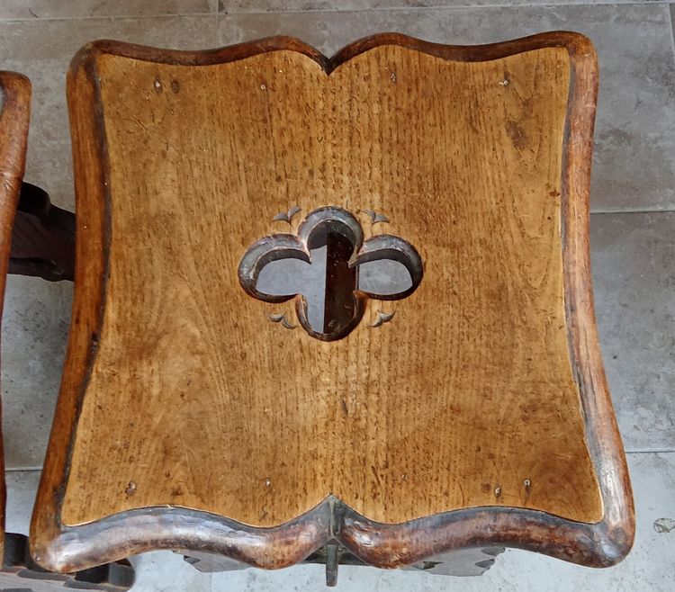 Pair of antique carved wood stools