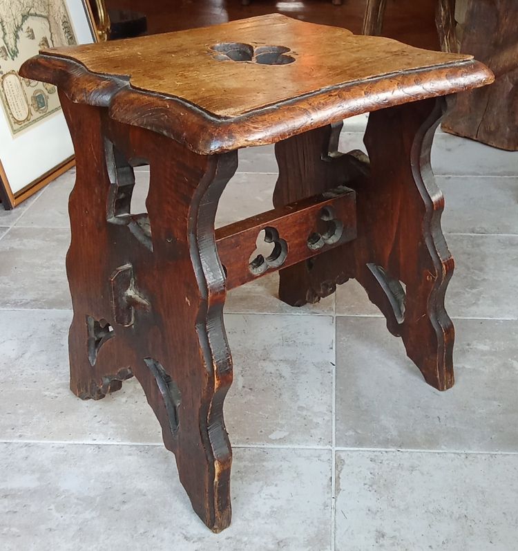 Pair of antique carved wood stools
