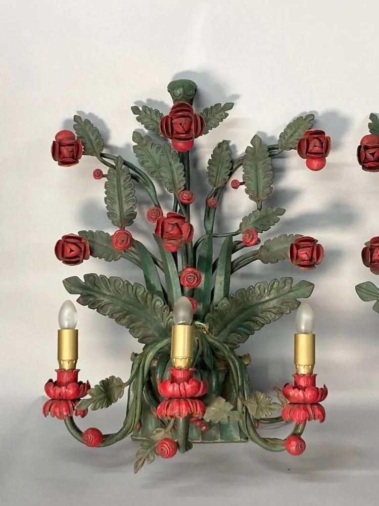 Pair of Lacquered Metal Wall Sconces Circa 1930/1950