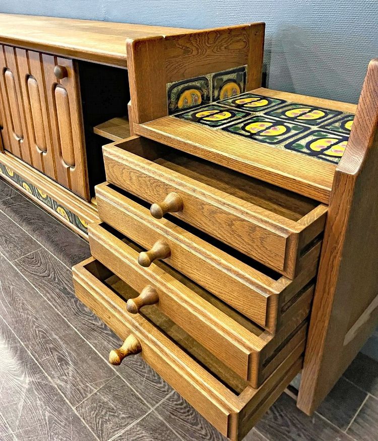Guillerme Et Chambron , Grande credenza "simon" Edition Votre Maison Circa 1970