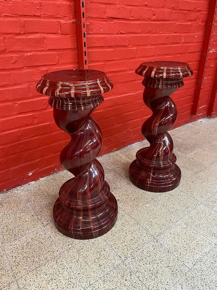 Coppia di colonne in ceramica attribuite a Massier, 1900 circa