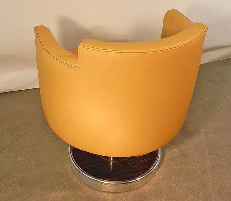 Decoene Freres , Important Fauteuil De Bureau Art Deco , Macassar Et Cuir, Restauré, Circa 1930