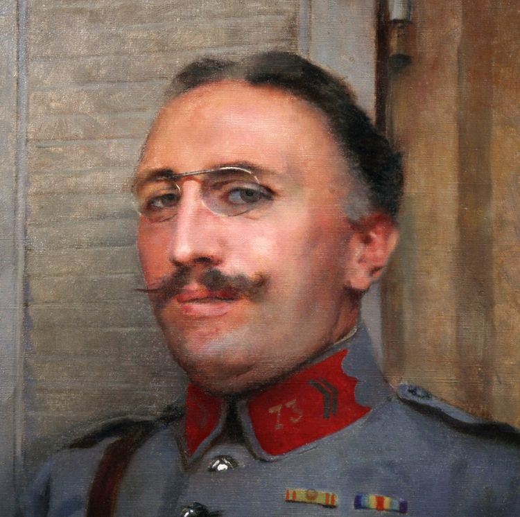 Peinture à l'huile sur toile datée de 1921, portrait militaire par Paul Leroy