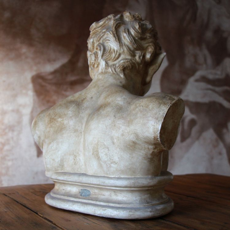 Busto in gesso patinato "stile terracotta" del XIX secolo con sigillo del Louvre 1880