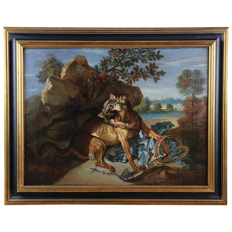 Ancienne peinture à l'huile sur toile 18ème siècle ,d'après Jean Baptiste Oudry école française