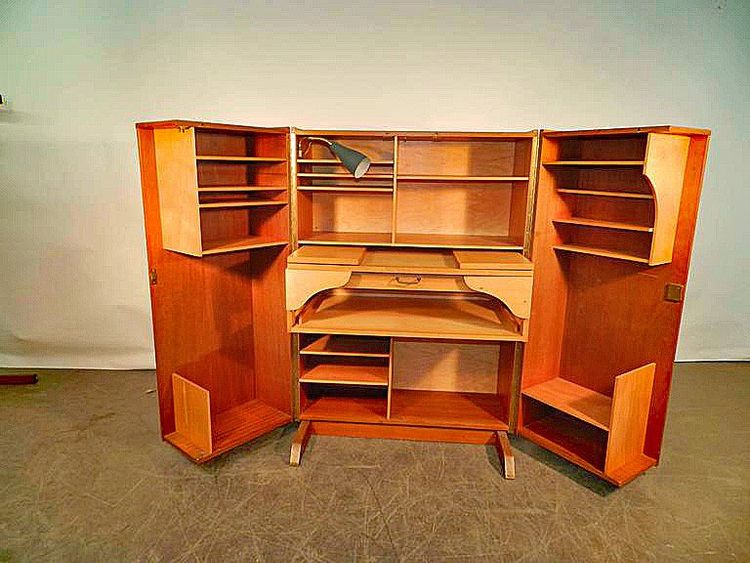 Compact Home Office Desk Interireur Sycomore Circa 1950/1960
